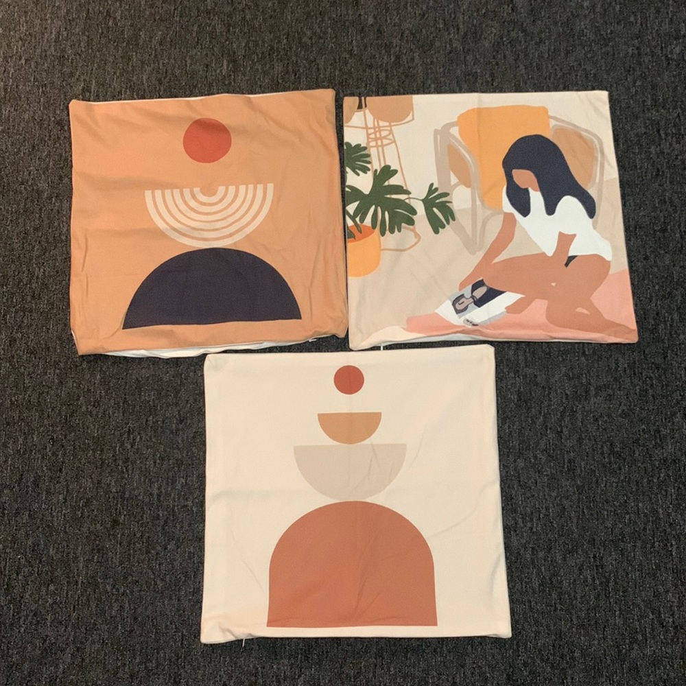 Couch pillow CASES, boho design, suede material.